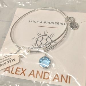 New Alex and Ani Silver Aquamarine Swarovski Bracelet